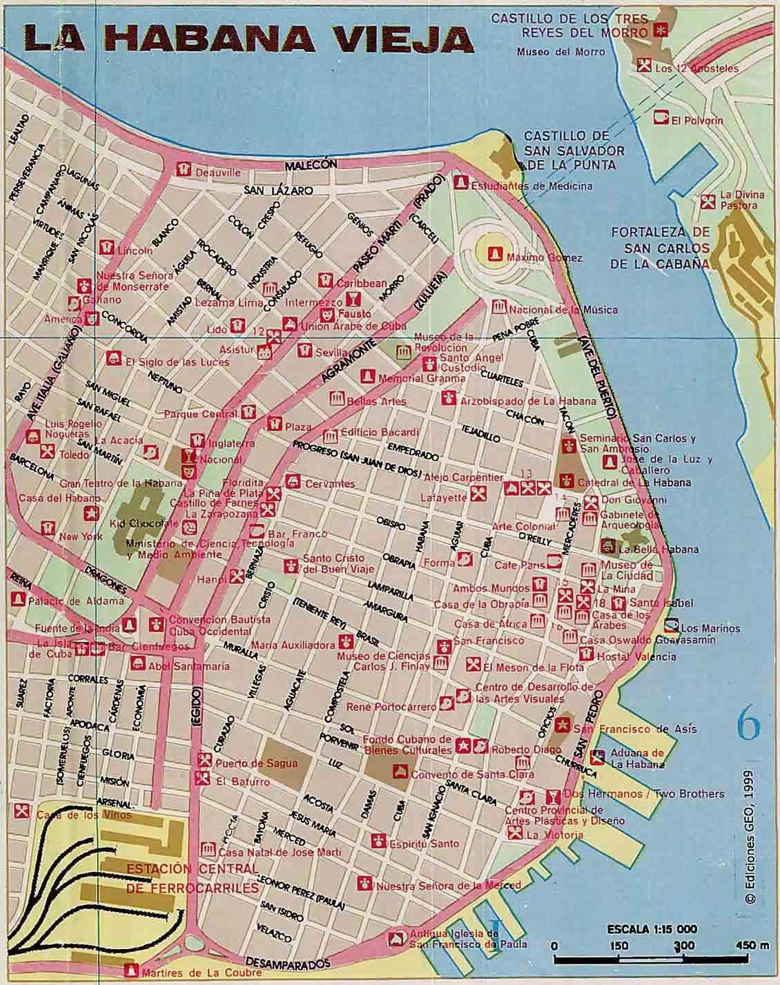 gamla Havana Kúbu kort