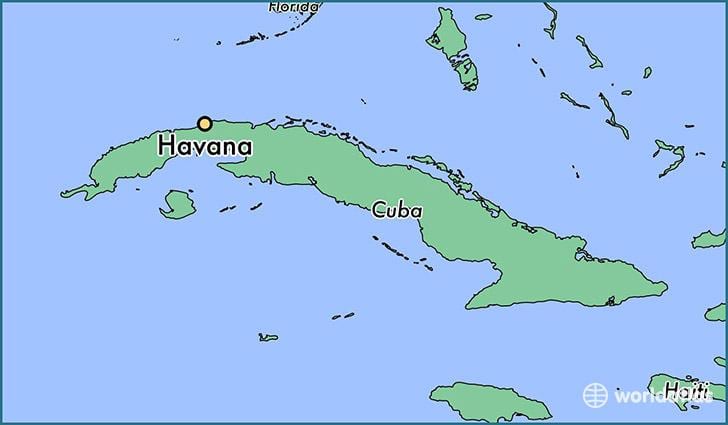 Havana Kúbu á kort