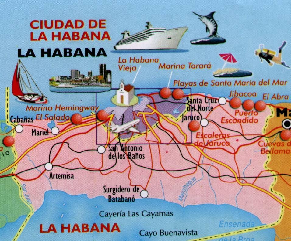 kort af Havana ströndum