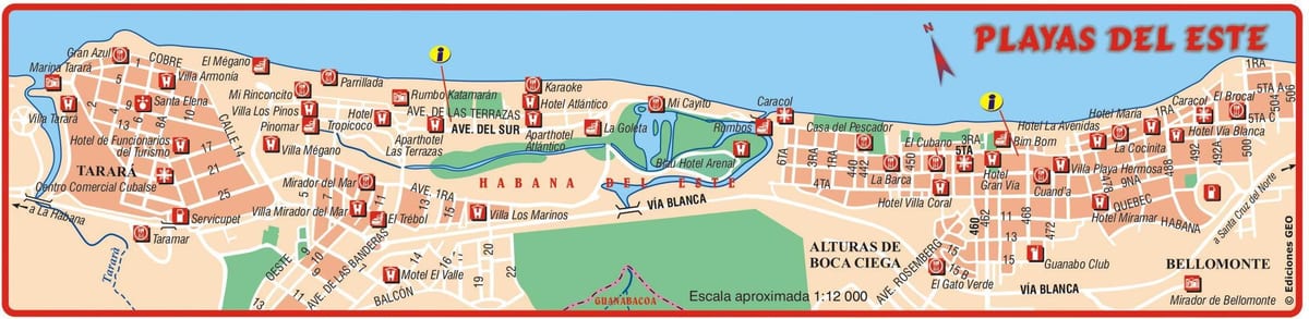 kort af playa del este Kúbu